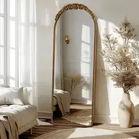 floor length mirror,full length wall mirror of Standing Full Body Mirror with Floral Detailing beside curtain